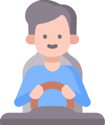 Icon of a man driving behind the wheel of a car