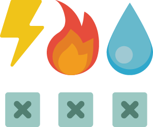 Icon of electrical, gas, and water utilities